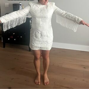 Ivory Sterling Fringe Dress | Yellow the Label | Size L